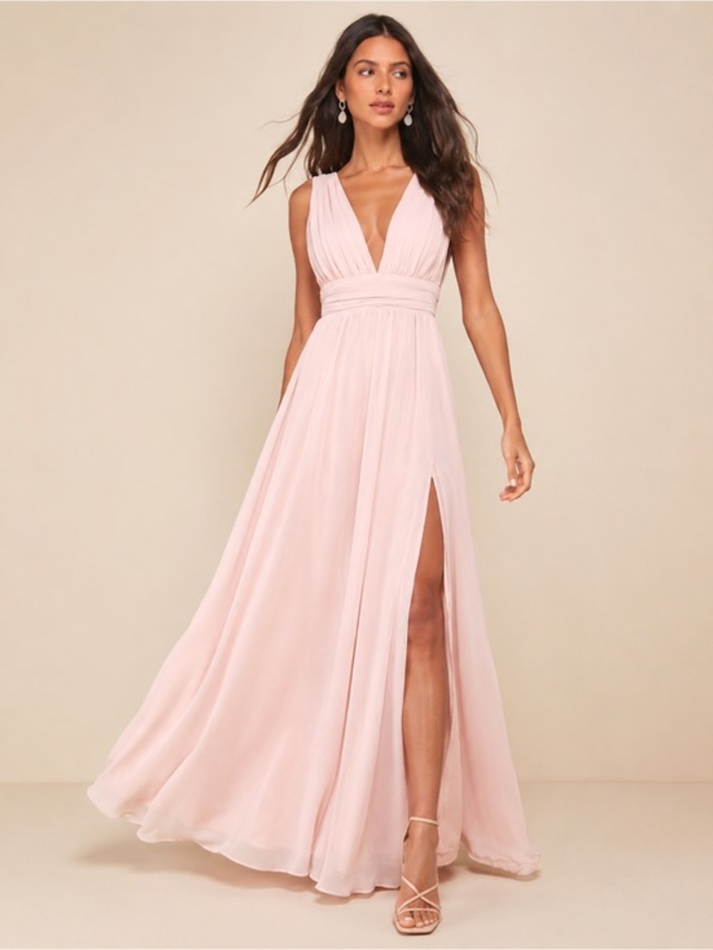 NEW Lulus Heavenly Hues Blush Maxi Dress Sz MEDIUM